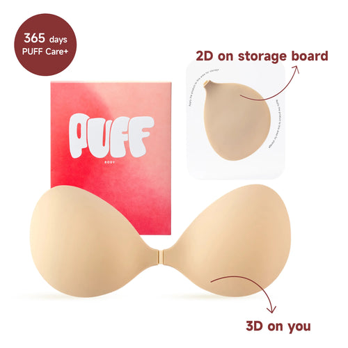 PUFF Sticky Bra – VIRAL No.1 Push-up Sticky Bra, Waterproof & Sweat-proof Invisible Bra, Reusable Silicone Adhesive Bra for Women