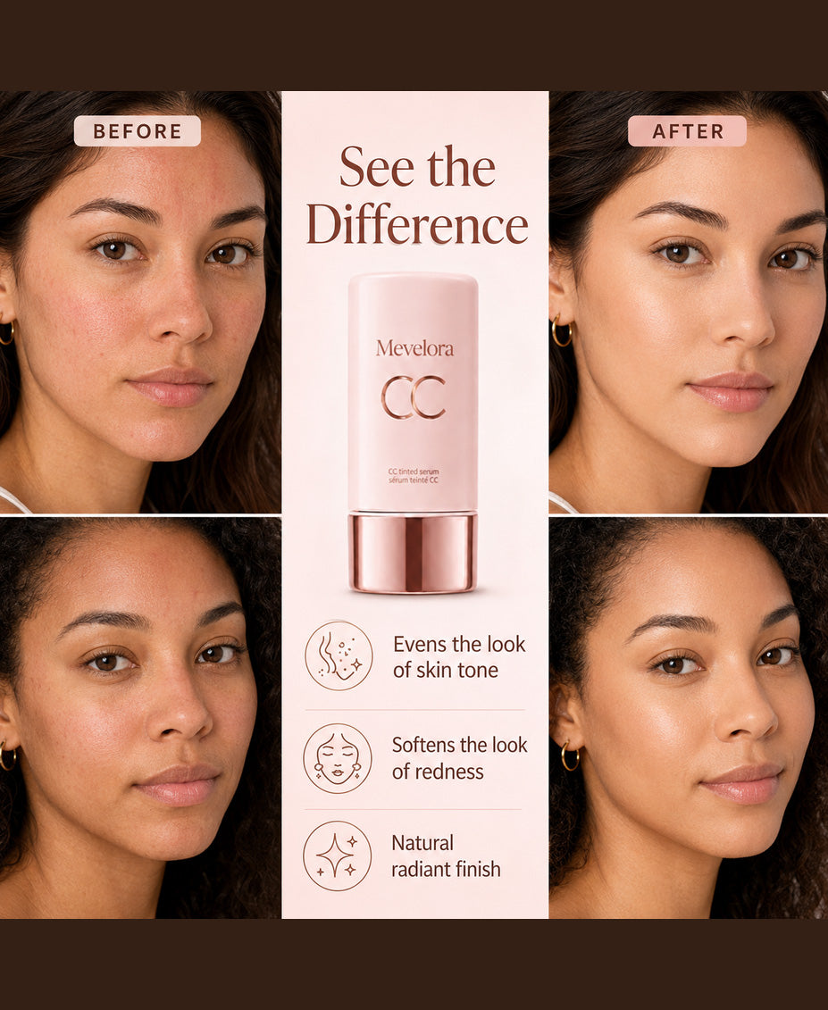 CC Color-Correcting Tinted Serum – Lightweight, Shade-Adaptive Coverage with 24H Hydration & 16H Waterproof Wear