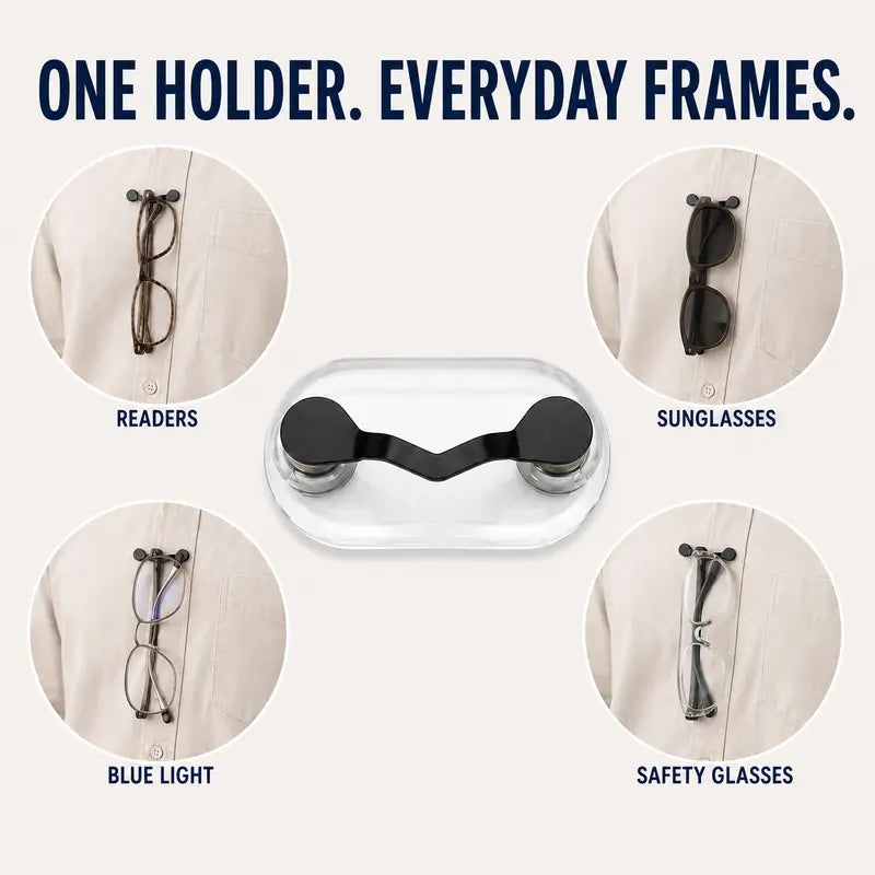 Magnetic Glasses Holder - Premium Strength Magnetic Hold - Fits All Frames - Lifetime Warranty 🕶️