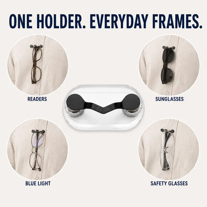 Magnetic Glasses Holder - Premium Strength Magnetic Hold - Fits All Frames - Lifetime Warranty 🕶️