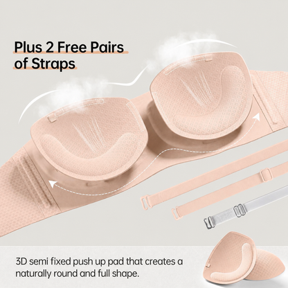💞Womens Strapless Bras Push Up Bandeau Bra Non Slip Wireless Supportive Padded Bras Seamless Comfortable Tube Jelly Bra