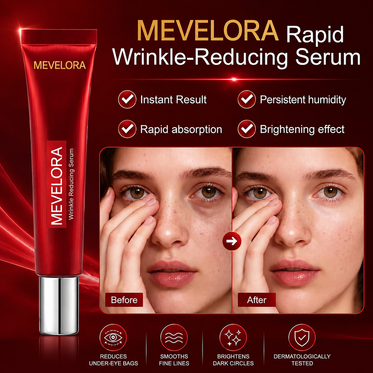 Results in 60 Seconds - Mevelora Rapid Wrinkle-Reducing Serum for Wrinkles, Bags & Dark Circles