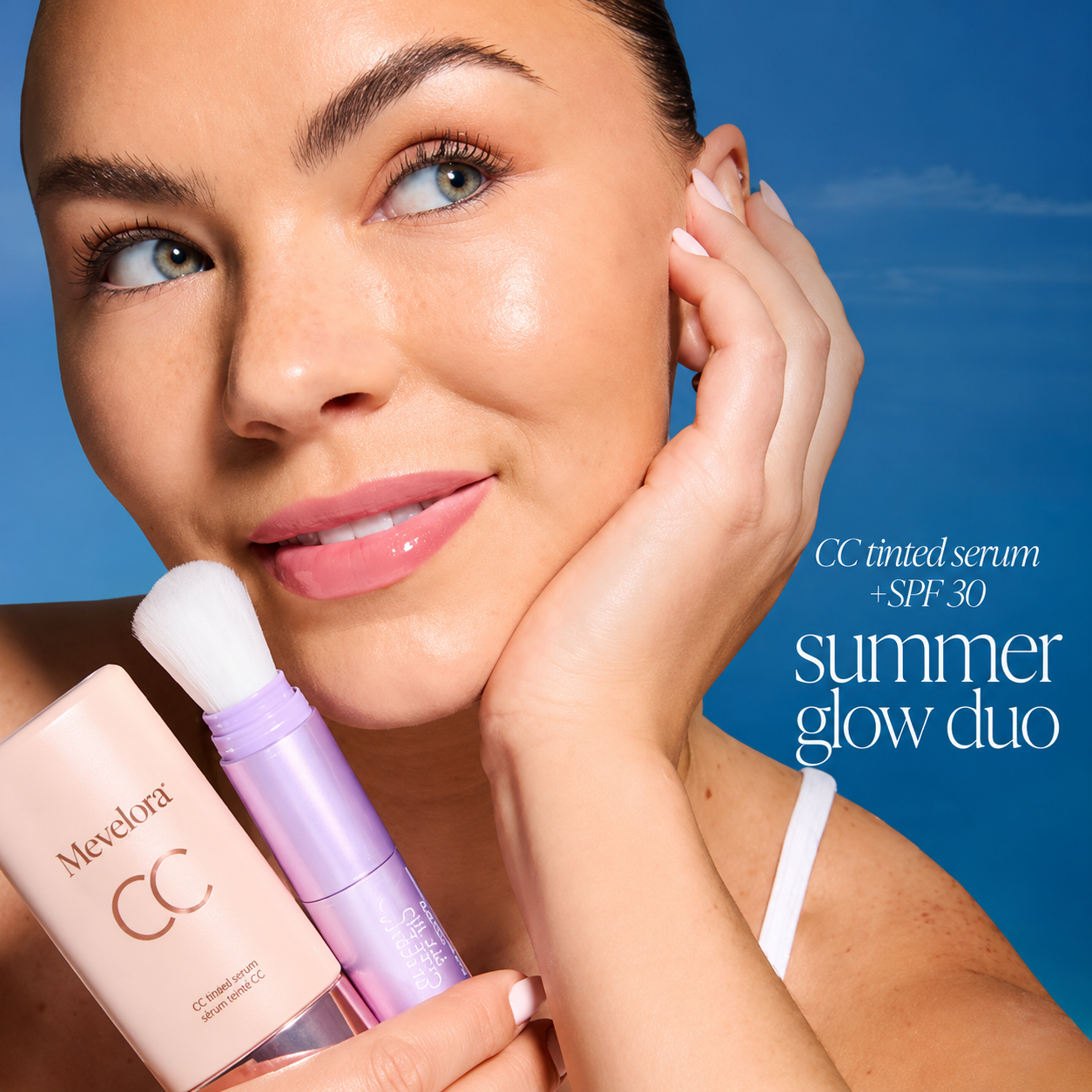 summer skin essentials - CC color-correcting tinted serum + creaseless SPF 30 mineral setting powder
