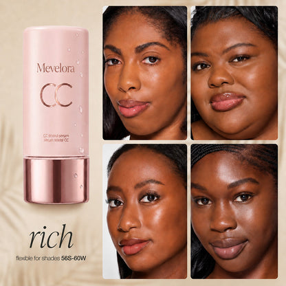 summer skin essentials - CC color-correcting tinted serum + creaseless SPF 30 mineral setting powder