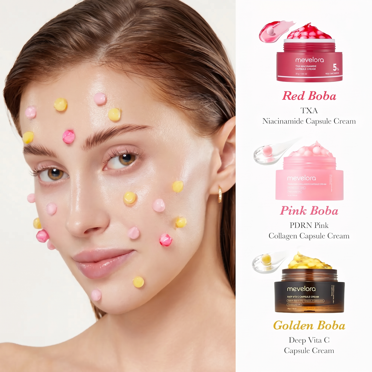 Mix & Match Boba Cream Set | Tiktok Viral Capsule Creams for Uneven Skin Tone, Glow Hydration, Korean Skincare