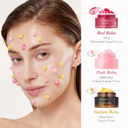 Mix & Match Boba Cream Set | Tiktok Viral Capsule Creams for Uneven Skin Tone, Glow Hydration, Korean Skincare