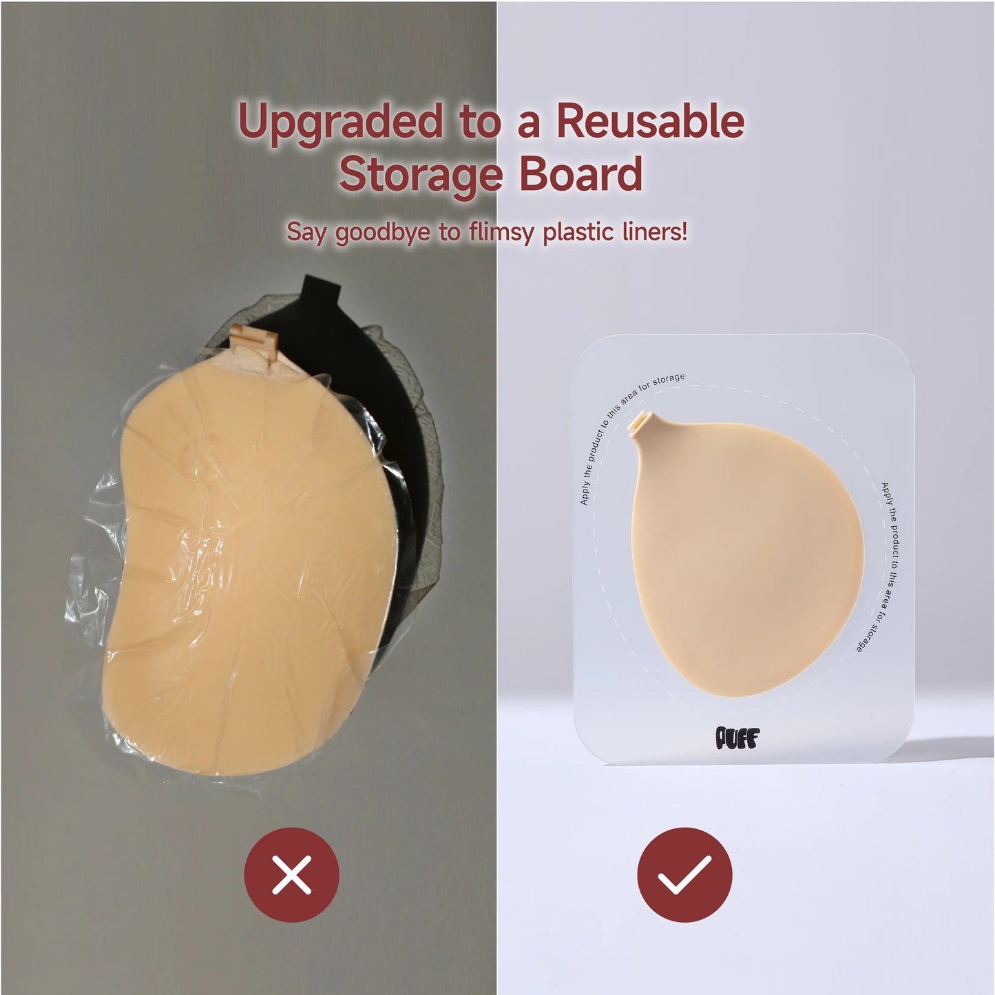 PUFF Sticky Bra – VIRAL No.1 Push-up Sticky Bra, Waterproof & Sweat-proof Invisible Bra, Reusable Silicone Adhesive Bra for Women